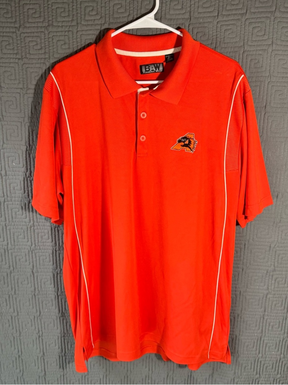 BAW Athletic Wear Polo Shirt Mens 2XL Orange Aledo Bearcats Texas Polyester